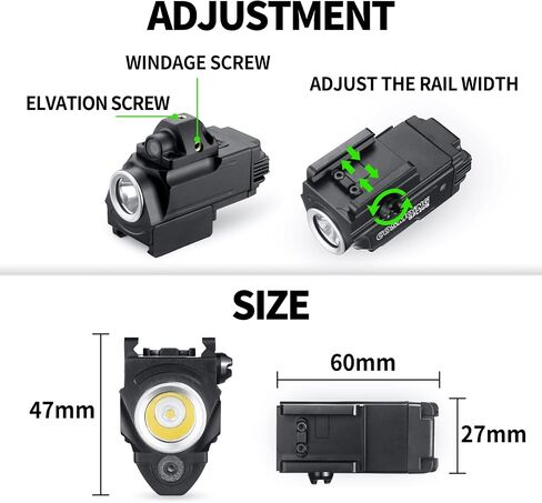 COSMOING Green Laser Light Combo, 800 Lumen USB Rechargeable Gun Flashlight Laser Sight Combo with Strobe Function for Pistol Handgun Rifles with Picatinny Rail Mount in Kuwait