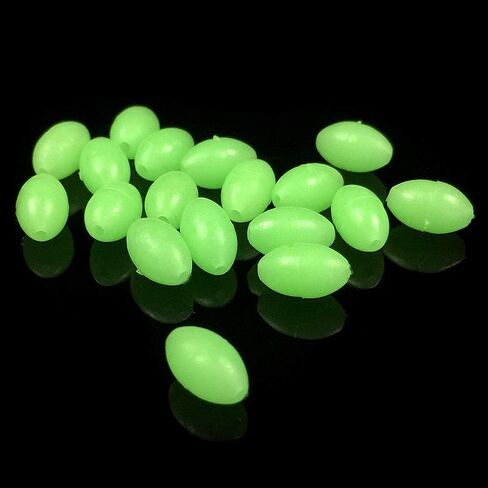 OriGlam 100pcs Plastic Luminous Glow Fishing Beads Eggs, Glow in The Dark, Assorted Plastic Oval Round Shaped Glow Eggs, Rubber Fishing Beads Plastic Rig Beads in Saudi Arabia