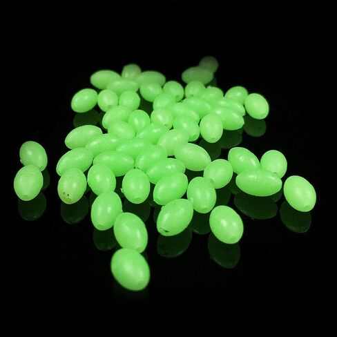 OriGlam 100pcs Plastic Luminous Glow Fishing Beads Eggs, Glow in The Dark, Assorted Plastic Oval Round Shaped Glow Eggs, Rubber Fishing Beads Plastic Rig Beads in Saudi Arabia