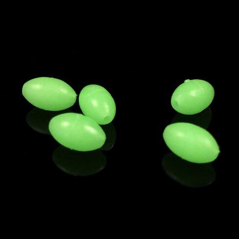 OriGlam 100pcs Plastic Luminous Glow Fishing Beads Eggs, Glow in The Dark, Assorted Plastic Oval Round Shaped Glow Eggs, Rubber Fishing Beads Plastic Rig Beads in Saudi Arabia