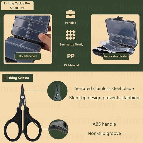 bumnay Fishing Tool Kit - Fishing Pliers Fish Lip Gripper,Muti-Function Fish Hook Remover, Fishing Tackle Boxes, Fly Fishing Tools Set Gift for Men in Kuwait