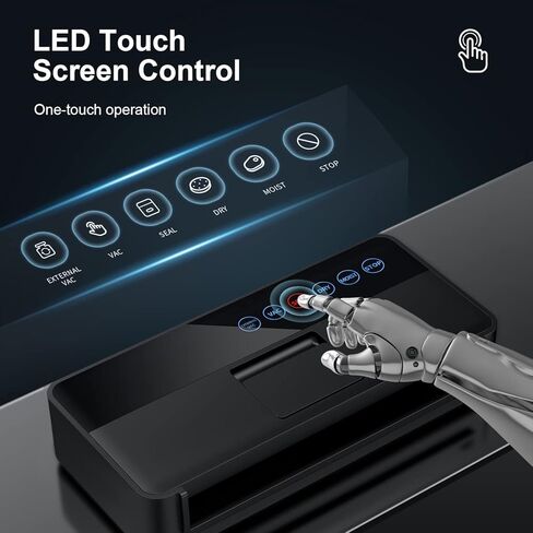 ماكينة ختم الطعام vsdk، ماكينة حفظ الطعام الأوتوماتيكية لحفظ الطعام مع أكياس مانعة للتسرب، أوضاع الطعام الرطبة الجافة، أضواء مؤشر LED، تصميم مدمج، ماكينة حفظ الطعام الأوتوماتيكية بالكامل 95 كيلو باسكال - أسود in Kuwait