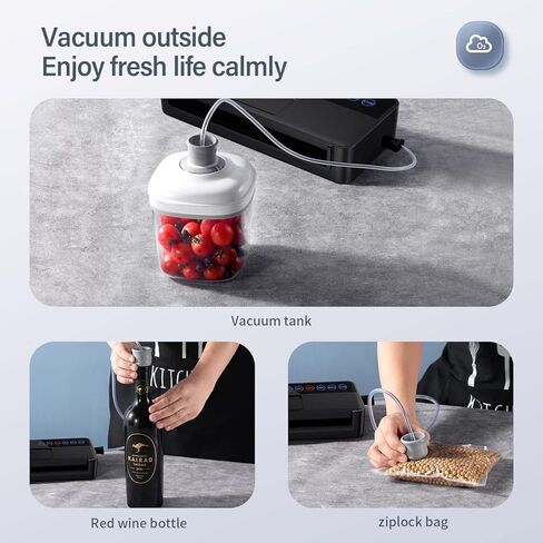 ماكينة ختم الطعام vsdk، ماكينة حفظ الطعام الأوتوماتيكية لحفظ الطعام مع أكياس مانعة للتسرب، أوضاع الطعام الرطبة الجافة، أضواء مؤشر LED، تصميم مدمج، ماكينة حفظ الطعام الأوتوماتيكية بالكامل 95 كيلو باسكال - أسود in Kuwait