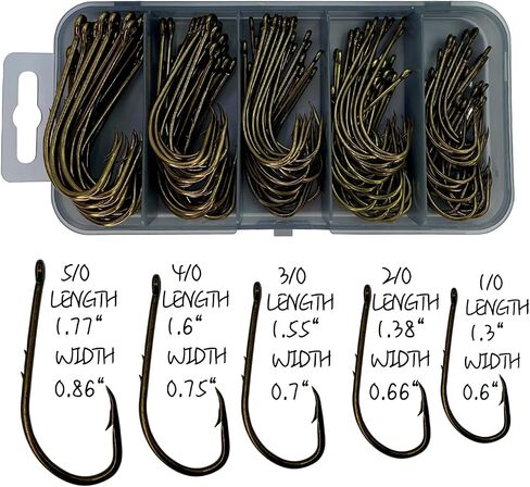 Cheerouters 100 Piece 5 Sizes 1/0-5/0 Offset Bait Holder Fishing Hooks Barbed Shank Beak Bait Holder Hook Offset with 2 Baitholder Barbs Jig Fish Hooks Red in Saudi Arabia