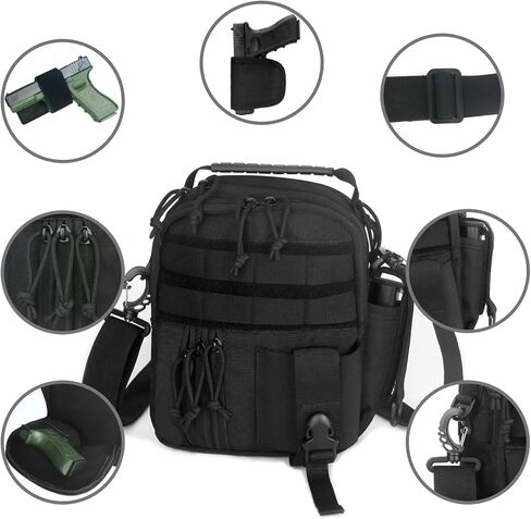 DegeTMVe حقيبة ساعي تكتيكية مخفية للحمل عبر الجسم بكتف واحد وحافظة مزدوجة مع حقيبة يد بحمالة EDC مكونة من 3 أقسام in Kuwait