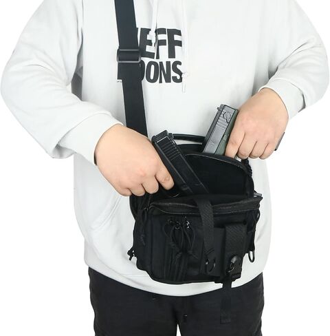 DegeTMVe حقيبة ساعي تكتيكية مخفية للحمل عبر الجسم بكتف واحد وحافظة مزدوجة مع حقيبة يد بحمالة EDC مكونة من 3 أقسام in Kuwait