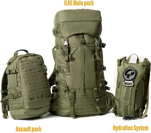 MT ILBE Large Military Rucksack with Frame, 74L Main Pack, 25L Assault Pack in Saudi Arabia