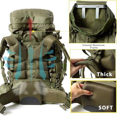 MT ILBE Large Military Rucksack with Frame, 74L Main Pack, 25L Assault Pack in Saudi Arabia