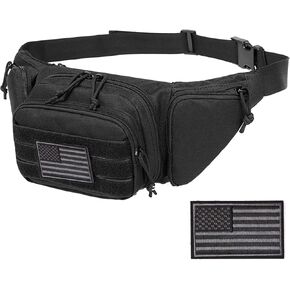Concealed Pistol Fanny Pack ，Tactical Waist Bag Carry Gun Holster Fits Handgun, 1911 and More with U.S Patch