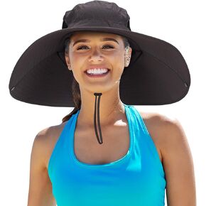Leotruny Women Super Wide Brim Sun Hat UPF50+ Waterproof Bucket Hat for Fishing, Hiking, Camping