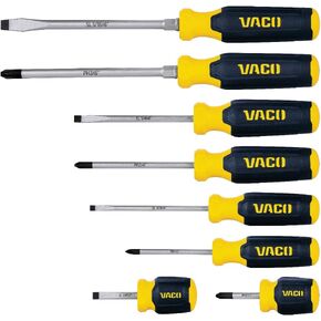 VACO VAC7082 8-Piece Screwdriver Set, Versatile Phillips and Slotted Drivers, Laser-Etched Precision Blades and Comfort Handles