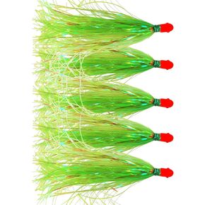 Mylar Flash Teaser Tail Jig Head Fishing Lure Bait Bullet Head 0.35 Ounce with Mylar Flash Skirted Hair 5pcs/lot