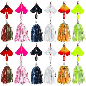 Spinnerbait Fishing Lures Kit - 6/12pcs Bass Fishing Buzzbait Lures Spinner Baits for Bass Trout Pike Salmon Multicolor Swimbait Buzz Bait Metal Spinner baits Swim Jigs Freshwater Saltwater in Kuwait