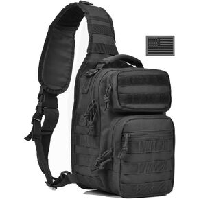 REEBOW GEAR Tactical Sling Backpack Rover Shoulder Sling Pack (Black)