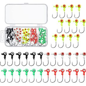 60 Pieces Jig Heads for Fishing Crappie Jig Heads Lures Double Eye Ball Heads Durable Fishing Hooks for Bass Trout Suitable for Freshwater and Saltwater in Saudi Arabia
