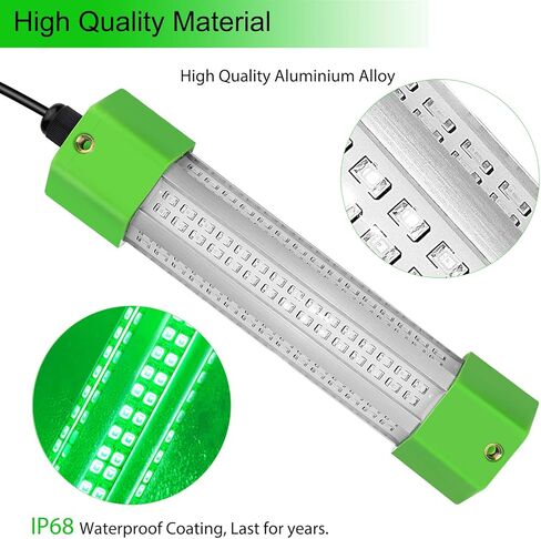 انكي طُعم سمك كرابي 12 فولت 100 واط 6000 لومن IP68 مصباح LED لجذب الاسماك الغاطسة ضوء الصيد تحت الماء الليلي مع سلك طاقة طويل للغاية 24.6 قدم in Kuwait