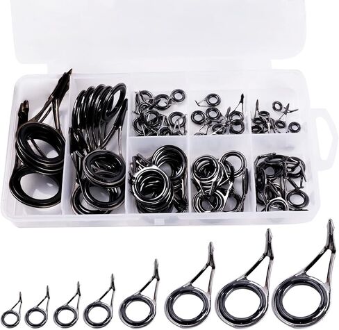 Zsrivk Rod Repair Kit Rod Tip Repair Kit Ceramics Tips Stainless Steel Rod Guides Fishing Rod Repair Replacement Kit 8 Size 85PCS/75PCS/30PCS in Kuwait