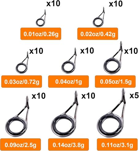 Zsrivk Rod Repair Kit Rod Tip Repair Kit Ceramics Tips Stainless Steel Rod Guides Fishing Rod Repair Replacement Kit 8 Size 85PCS/75PCS/30PCS in Kuwait