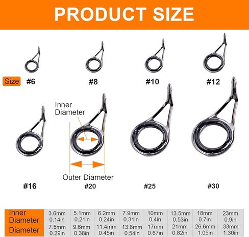 Zsrivk Rod Repair Kit Rod Tip Repair Kit Ceramics Tips Stainless Steel Rod Guides Fishing Rod Repair Replacement Kit 8 Size 85PCS/75PCS/30PCS in Kuwait