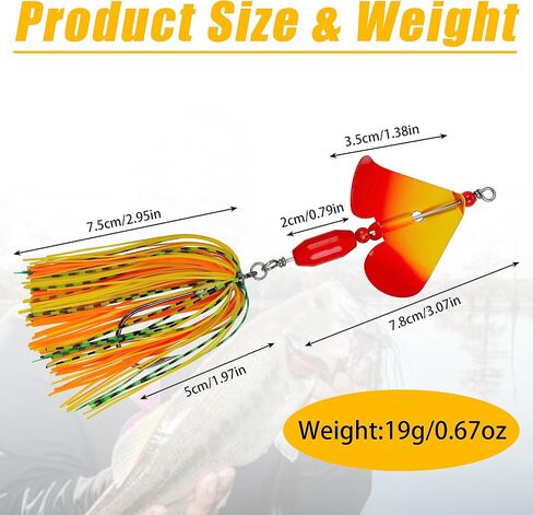 Spinnerbait Fishing Lures Kit - 6/12pcs Bass Fishing Buzzbait Lures Spinner Baits for Bass Trout Pike Salmon Multicolor Swimbait Buzz Bait Metal Spinner baits Swim Jigs Freshwater Saltwater in Kuwait