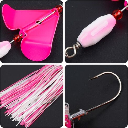 Spinnerbait Fishing Lures Kit - 6/12pcs Bass Fishing Buzzbait Lures Spinner Baits for Bass Trout Pike Salmon Multicolor Swimbait Buzz Bait Metal Spinner baits Swim Jigs Freshwater Saltwater in Kuwait