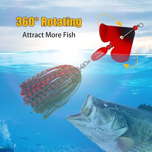 Spinnerbait Fishing Lures Kit - 6/12pcs Bass Fishing Buzzbait Lures Spinner Baits for Bass Trout Pike Salmon Multicolor Swimbait Buzz Bait Metal Spinner baits Swim Jigs Freshwater Saltwater in Kuwait