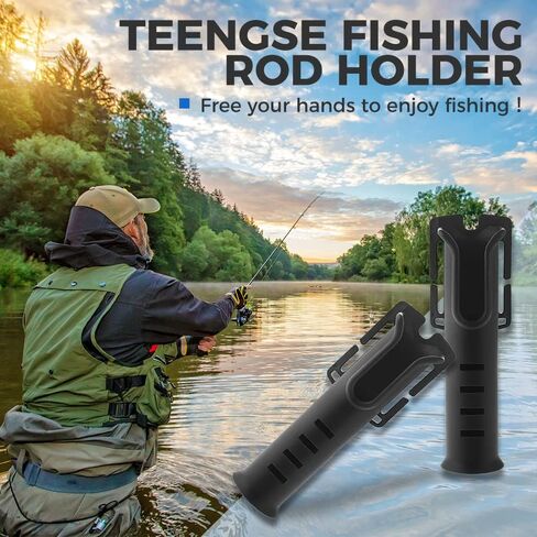 TEENGSE Waist Belt Fishing Rod Holder, Black Belt Rod Holder, Nylon Portable Pole Inserter, Lightweight and Durable in Kuwait
