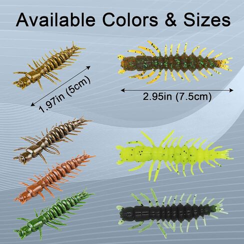 Eupheng 75 Pcs Hellgrammite Fishing Lures 2"&3", Super Realistic Soft Plastic Worms for Ned Jig Drop Shot Rig, Lifelike Bass Baits in Saudi Arabia