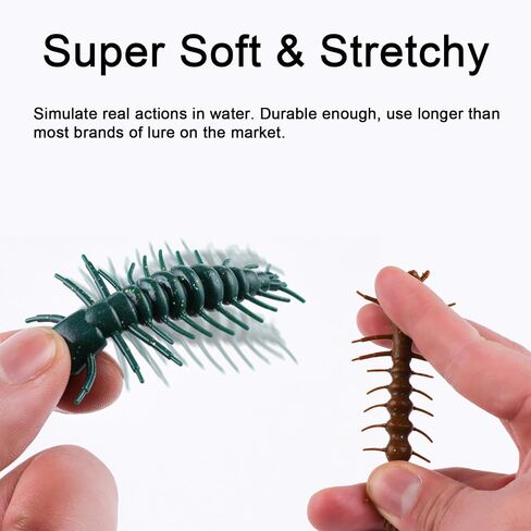 Eupheng 75 Pcs Hellgrammite Fishing Lures 2"&3", Super Realistic Soft Plastic Worms for Ned Jig Drop Shot Rig, Lifelike Bass Baits in Saudi Arabia