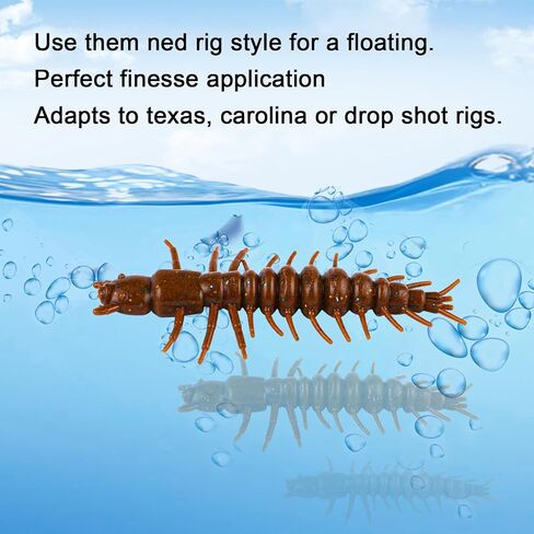 Eupheng 75 Pcs Hellgrammite Fishing Lures 2"&3", Super Realistic Soft Plastic Worms for Ned Jig Drop Shot Rig, Lifelike Bass Baits in Saudi Arabia