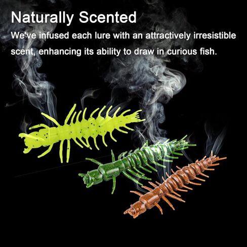 Eupheng 75 Pcs Hellgrammite Fishing Lures 2"&3", Super Realistic Soft Plastic Worms for Ned Jig Drop Shot Rig, Lifelike Bass Baits in Saudi Arabia