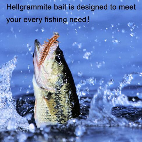 Eupheng 75 Pcs Hellgrammite Fishing Lures 2"&3", Super Realistic Soft Plastic Worms for Ned Jig Drop Shot Rig, Lifelike Bass Baits in Saudi Arabia