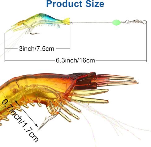 28 Pcs Saltwater Fishing Lures Set, 7 Colors Glow Artificial Shrimp Bait Shrimp Lure with Hook Bead Fishing Tackles for Trout Bass Flounder Redfish Freshwater Saltwater Catfish Salmon in Saudi Arabia