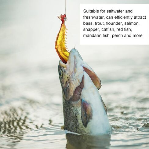 28 Pcs Saltwater Fishing Lures Set, 7 Colors Glow Artificial Shrimp Bait Shrimp Lure with Hook Bead Fishing Tackles for Trout Bass Flounder Redfish Freshwater Saltwater Catfish Salmon in Saudi Arabia