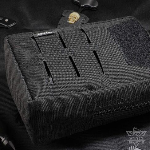 WYNEX Tactical Molle Pouches of Laser-Cut Design, 2 Pack Utility EDC Pouch Compact Gadget Gear Bag Small Military Pocket Organizers Modular Tools Attachment US Flag Patch Included in Saudi Arabia