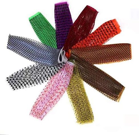 GREATFISHING 10pcs Mix 10 Color Each 50 Strands/Pack 0.8mm Wide Fly Tying Rubber Flutter Legs Grizzly Barred Black Olive Green Yellow Orange Streamer Zonker Nymph Fly Tying Rubber String in Kuwait