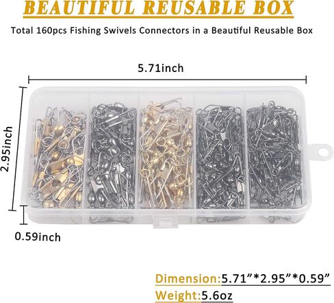 SILANON Fishing Barrel Swivel with Safety Snap,160pcs High Strength Fishing Snap Swivels Stainless Steel Line Connector Saltwater Fishing Tackle Accessories in Saudi Arabia