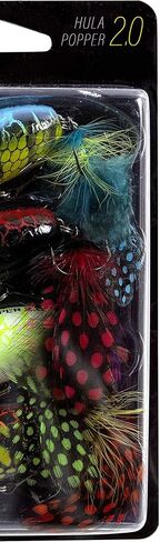 Arbogast Hula Popper 2.0 Topwater Fishing Lure with Feathered Treble Hook and Crackle Pattern Body in Kuwait
