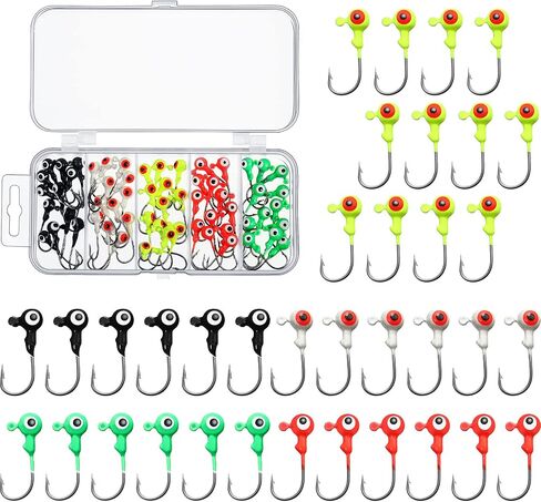 60 Pieces Jig Heads for Fishing Crappie Jig Heads Lures Double Eye Ball Heads Durable Fishing Hooks for Bass Trout Suitable for Freshwater and Saltwater in Saudi Arabia