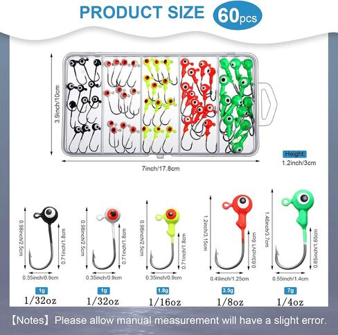 60 Pieces Jig Heads for Fishing Crappie Jig Heads Lures Double Eye Ball Heads Durable Fishing Hooks for Bass Trout Suitable for Freshwater and Saltwater in Saudi Arabia
