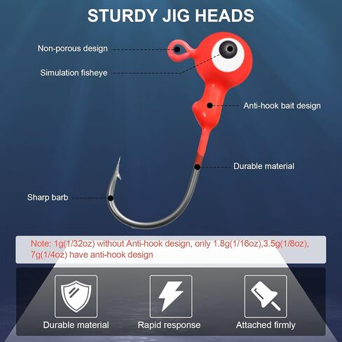 60 Pieces Jig Heads for Fishing Crappie Jig Heads Lures Double Eye Ball Heads Durable Fishing Hooks for Bass Trout Suitable for Freshwater and Saltwater in Saudi Arabia