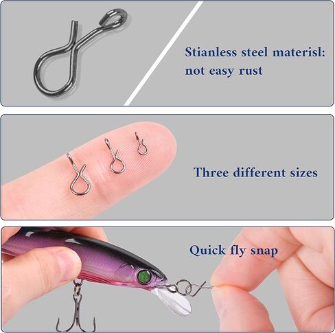 Quickly Change Fly Fishing Snaps,300PCS Stainless Steel Fly Fishing Snap Hooks Fly Hook Lure Snaps for Fly Fishing Jigs in Saudi Arabia