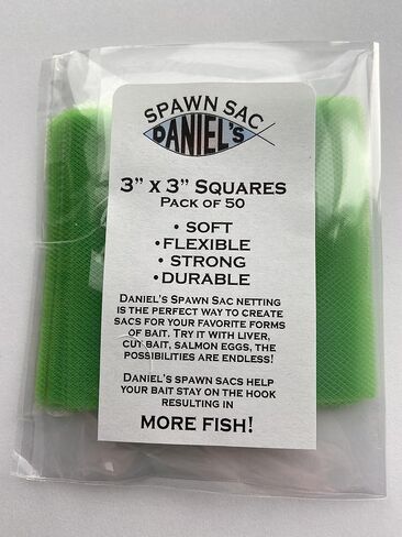 Daniel's Spawn Sac Netting - 3" x 3" Squares Packs of 50 in Kuwait