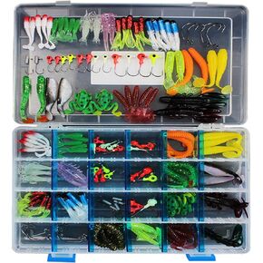 Pure Vie Fishing Topwater Lures Kits Mixed Universal Artificial Soft Baits Tackle Including Crankbaits, Spinnerbaits, Plastic Worms, Frogs, Hooks, Tackle Box - Freshwater Saltwater Fishing Equipment in Saudi Arabia