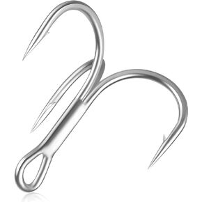 Fishing Red Treble Hooks- 80/120pcs Sharp Round Bend Barbed Treble Hook High-Carbon Steel Hooks for Bass Trout Saltwater Freshwater Size 1/0 1 2 4 6 8 10 12 14