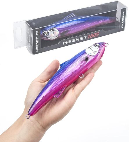 Ecooda Hornet صيد الأسماك في المياه المالحة 2.9oz 7in Topwater Popper الطعم الصلب العائم قلم رصاص إغراء للكنعد/التونة/الماكريل/مارلين/ماهي ماهي في الخارج التصيد على الشاطئ Crankbait العائمة in Kuwait