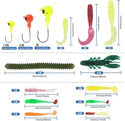 Pure Vie Fishing Topwater Lures Kits Mixed Universal Artificial Soft Baits Tackle Including Crankbaits, Spinnerbaits, Plastic Worms, Frogs, Hooks, Tackle Box - Freshwater Saltwater Fishing Equipment in Kuwait