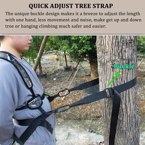 حزام هنتوري لاينمانز للصيد، حزام تسلق الأشجار، طول قابل للتعديل سريع وسهل، حبل لينمان لإعداد عصي التسلق، حامل شجرة معلق، حزام تسلق الأشجار in Kuwait