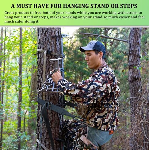 حزام هنتوري لاينمانز للصيد، حزام تسلق الأشجار، طول قابل للتعديل سريع وسهل، حبل لينمان لإعداد عصي التسلق، حامل شجرة معلق، حزام تسلق الأشجار in Kuwait