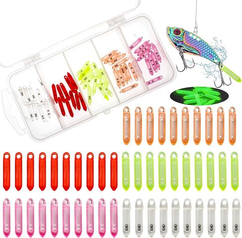 DEILAI 50 قطعة خشخيشات الصيد دودة تهزهز يطير الصيد إغراء إدراج أنبوب البلاستيك هزة الكرة المعدنية جذب يطير التعادل ربط in Kuwait